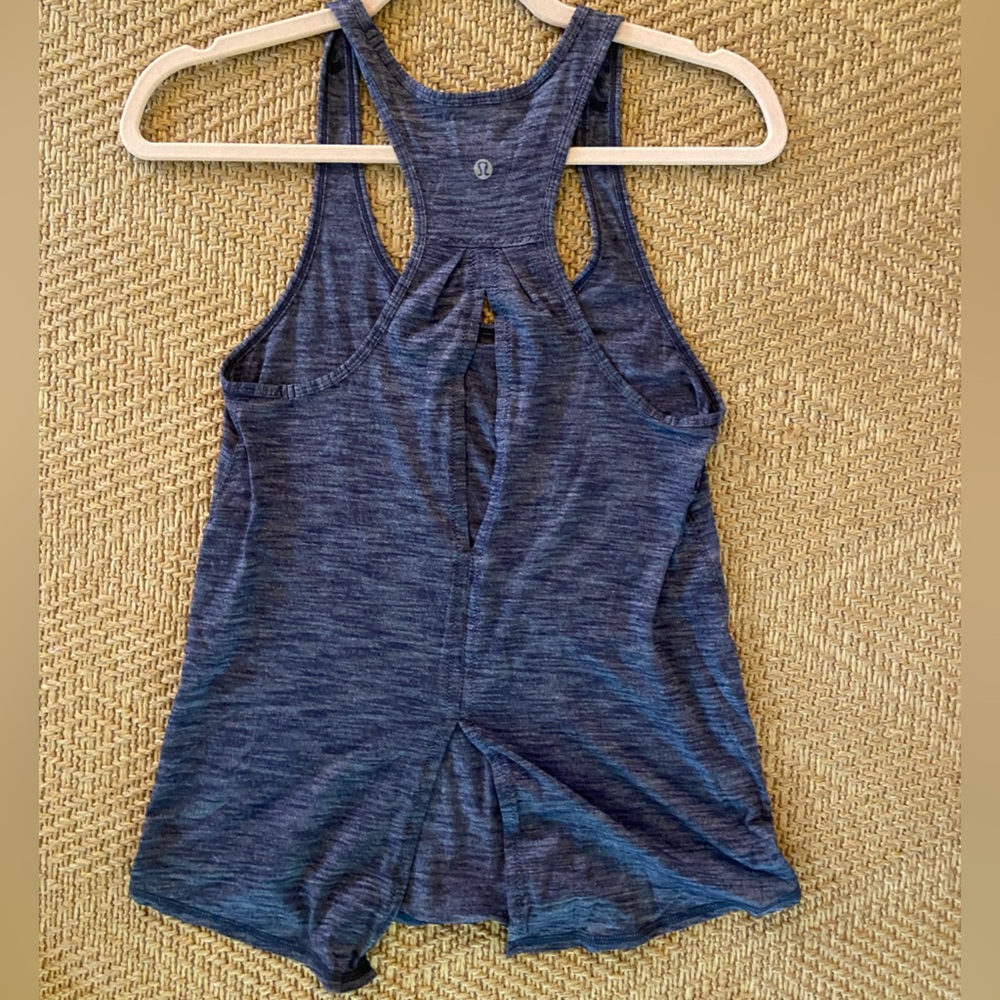 Grey Lululemon tank with cutouts in back, size 4!